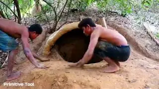 Primitive Life  - Build Underground House in Forest 2018