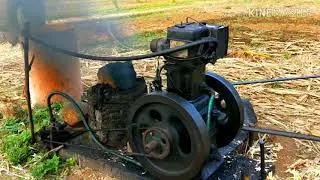 Crushing sugarcane by using 1980's old Diesel engine