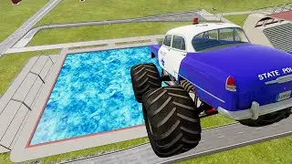 Can The Police Survive the FROZEN LAVA Pool? &ndash; BeamNG.Drive