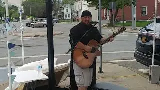 Gary johnson playing multiple cover songs at free lance co-op(cut short tornado watch)