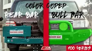 MCC4x4 Rear carrier and MCC4x4 Rocker bull bar in color !! + Side Steps on 100 Series Landcruiser.