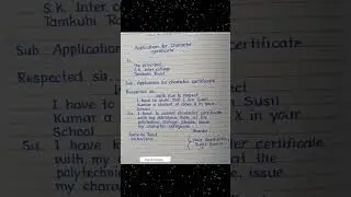 application for character certificate/character certificate from college in English#letter #shorts