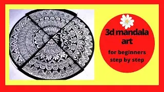 How to draw 3d mandala art/mandala for beginners/mandala full tutorial/3d doodle art/zentangle art
