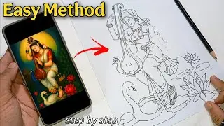 Saraswati Drawing Tutorial | Easy sarawsati Drawing | Easy Indian Art Tutorial #drawingtutorial #art