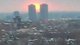sunset between skyscrapers