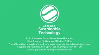Sustainable Battery Production and Recycling (Working in Sustainable Technology)