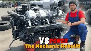 Rebuilding Massive V8 Diesel Truck Engine with Basic Tools | Heavy-Duty Engine Overhaul