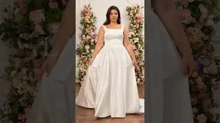 LAVELIYA A-line Square Chapel Train Satin Plus Size Wedding Dress