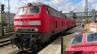 Germany: DB Class 218 'Rabbits' depart Ulm with a Dortmund Hbf to Oberstdorf InterCity service