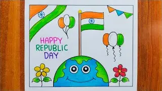 Republic Day Drawing Easy / Happy Republic Day Drawing/ Republic Day Poster Drawing / Republic Day