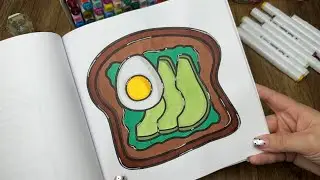 Relaxing Coloring Tutorial | Food, Drink & Sweets &ndash; Bold & Easy Coloring Book | Avocado Toast Page
