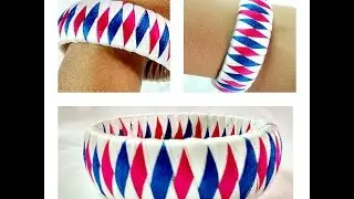 3 Colour Weave Silk Thread Bangle/Bracelet/Kada Diamond Design