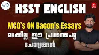 HSST English Live Class | MCQs on Bacon&rsquo;s Essays 🔥 | Today 7 PM | Pulpit Learnings