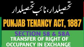 SEC 58 & 58A of Punjab Tenancy Act, 1887 I Transfer of Right of Occupancy in Exchange