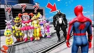WILL SPIDERMAN SAVE ALL GIRL ANIMATRONICS FROM VENOM? (GTA 5 Mods FNAF RedHatter)