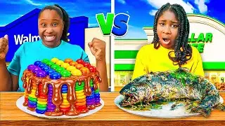 DOLLAR STORE VS WALMART FOOD CHALLENGE!!
