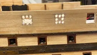 Building Santa Ana #part31 drilling for gun ports and lining the inside of  ship. #artesanialatina