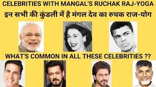World's most famous people & top Celebrities having Mangal Dev's Ruchak Raj-Yoga ! रुचक राज योग