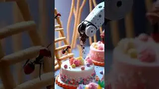 Ant cake factory ai #shorts #ai #viralvideo #trending #animals #animation #cake #food