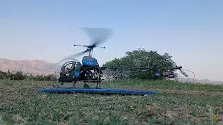 Rc Bell 47 vario helicopter 1/6.Take off and landing.