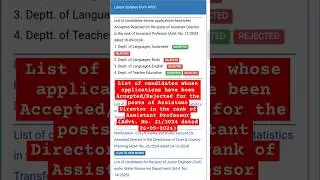 APSC List of candidates for the posts of Assistant Director in the rank of Assistant Professor