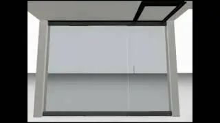 frameless glass partition with pivot door