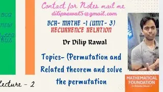 Unit-2/ L-2/Recurrence Relation/Permutation and Related theorem and solve the permutation