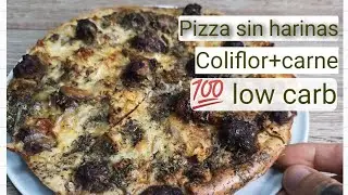 PIZZA BARBACOA, SIN HARINA, COLIFLOR, CARNE+GUISANTE