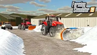SNOW IN FARM SIM! SNOWPLOWING 2 FEET OF SNOW WITH CASE MAGNUM | FARMING SIMULATOR 2019