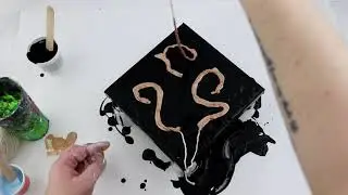 (308) Layered Flower String Pull, Fluid Abstract Art Technique