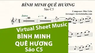 BÌNH MINH QUÊ HƯƠNG ★ Sheet nhạc Beat chuẩn | Sáo trúc C5 | Virtual Sheet Music #trevietstudio