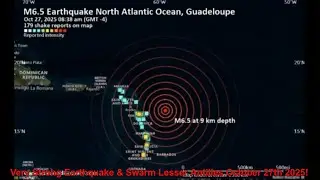 Очень сильное землетрясение и рой на Малых Антильских островах 27 октября 2025 г.!