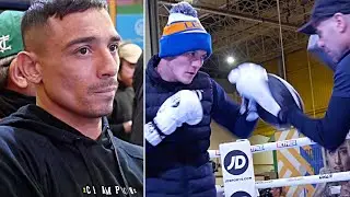 INTENSE! - TEAM LOPEZ WATCH ON AS JOSH WARRINGTON SMASHES THE PADS / PUBLIC WORKOUT