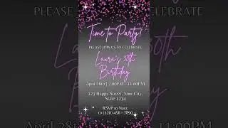 Electronic birthday invitation digital 30th evite party neon purple canva template