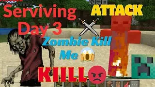 Day 3 Serviving in Minecraft 😲// Zombie ne kill kar diya 😭