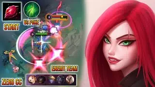RUBY CRYSTAL (MAX HEALTH) + SECOND WIND (VS POKE) KATARINA | WHEN ENEMY TEAM HAD ZERO CC - WILD RIFT
