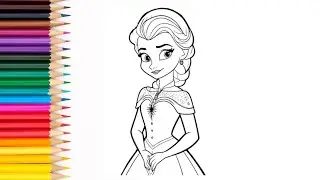 Drawing and coloring Elsa frozen 2 for kids and toddlers