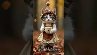 Tiny Cat&rsquo;s Magical Autumn Latte with Floating Leaves ✨🍂☕