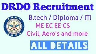 DRDO Recruitment 2019 &ndash; 520 B.tech// Diploma  //ITI Scientist/Engineer Vacancy