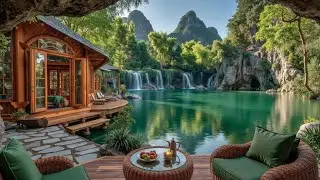 Forest Waterfall Jazz | Serene Jazz Melodies for Morning Relaxation & Calm Focus