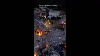 Drone footage shows nighttime rescue efforts in Syria's Idlib