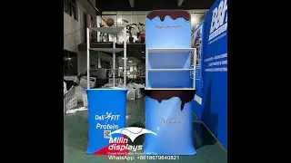 Rectangular Trade Show Booth Fabric Displays Podium With Shelving Shelf Tower Triangle Counter