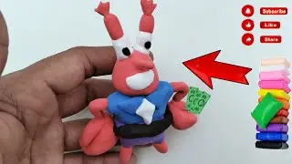 Making Mr. Krabs from Clay | Satisfying Plasticine Art 🦀