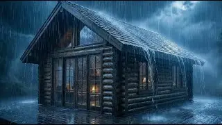 Thunderstorms Rain on a Cozy Log Cabin at Night 🌧️ Deep Sleep & Relaxing Rain Sounds