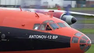 Smokey Antonov AN12 Taxi and Takeoff at Prestwick Airport