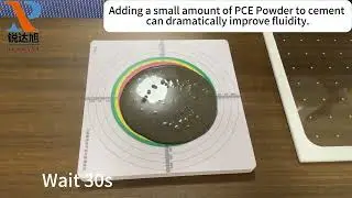 Test for the flowability of cement with PCE powder.