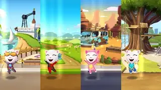 Talking Tom Gold Run Cyber Angela vs Carnival Angela vs Unicorn Angela vs Genie Angela Gameplay