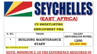 SEYCHELLES EAST AFRICA JOBS. M-Ph. 94183-81725, 98161-71358, @foreignemploymentinfo.vaca7070
