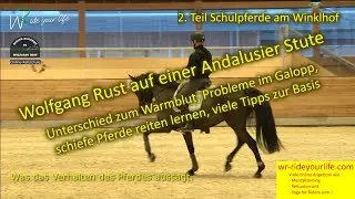 F203 2 Teil: Wolfgang Rust reitet ein andalusischen Schulpferd am Winklhof! Spanische Pferde reiten.