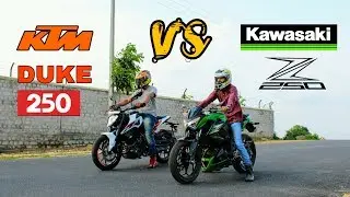 2017 KTM duke 250 vs Kawasaki Z250| Drag race and exhaust note.
